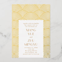 Élégant classique mariage asiatique or. vague chin