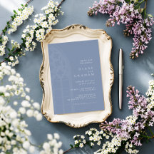 Élégant Classique Mariage Minimaliste Bleu Poussié