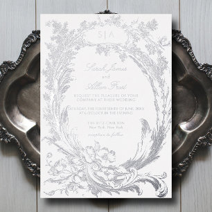 Invitation En Aluminium Élégant classique Rococo Floral