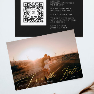 Invitation En Aluminium Élégant code QR photo blanc pour save the date en