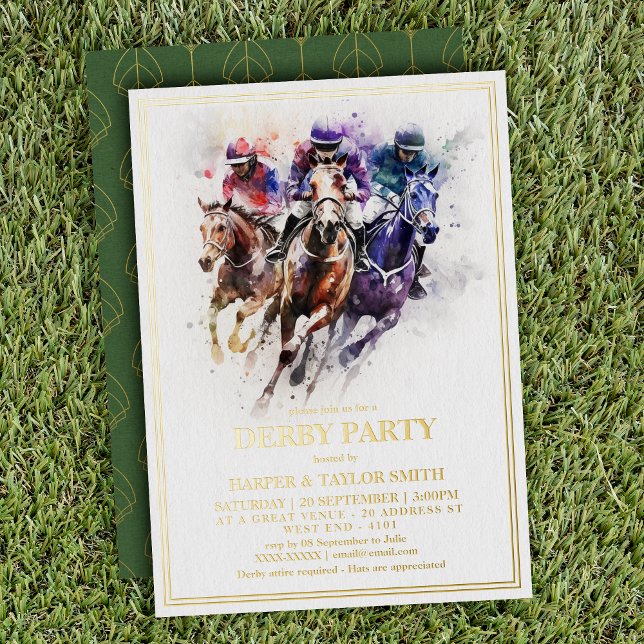 Invitation En Aluminium Élégant Derby de chevaux de course Equestre (Saddle up for a derby extravaganza with out fantastic derby invitation.)