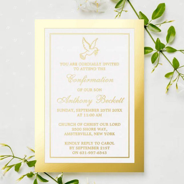 Invitation En Aluminium Elegant Dove Holy Communion Or Confirmation Real (Créateur téléchargé)