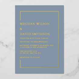 Invitation En Aluminium Elégant Dusty Blue Mariage moderne