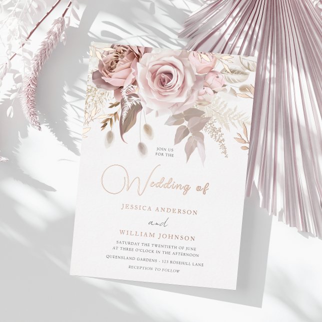 Invitation En Aluminium Elégant Dusty Rose Blush Spring Wedding Rose Or (Créateur téléchargé)