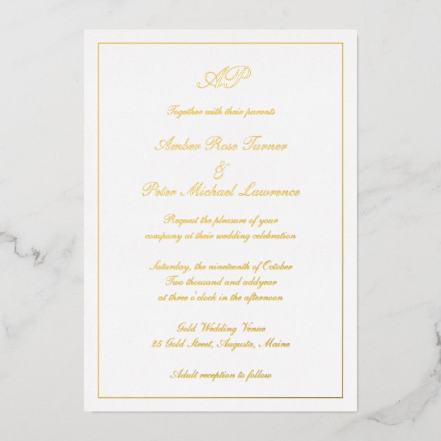 Invitation En Aluminium Élégant écriture simple monogramme formel mariage  (Recto)
