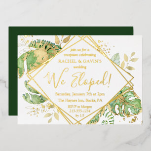 Invitation En Aluminium Élégant Elopement Tropical Mariage Réception Or