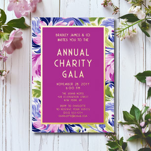Invitation En Aluminium Élégant Fête de Gala de Bienfaisance Florale Rose 