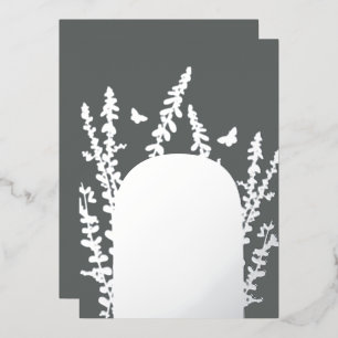 Invitation En Aluminium Élégant Feuille de jardin et Mariage de papillons