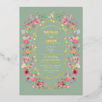 Invitation En Aluminium Elégant Fleur sauvage Meadow Printemps Jardin Mari