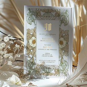 Invitation En Aluminium Élégant floral 90e anniversaire de fête de l'huile