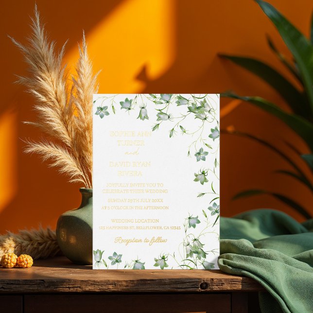 Invitation En Aluminium Élégant Floral Green Bellflower Mariage réel (Créateur téléchargé)