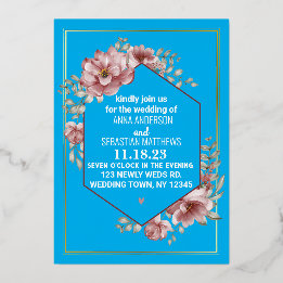 Invitation En Aluminium Élégant floral mariage aquarelle neutre feuille