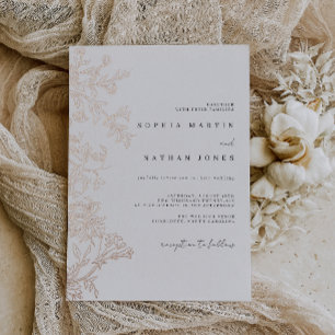 Invitation En Aluminium Élégant floral véritable rose doré feuille mariage