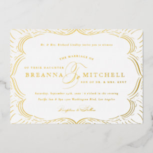 Invitation En Aluminium Élégant Flouris Formel Mariage Or