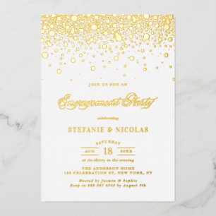 Invitation En Aluminium Élégant Foil Pressé Confetti Partie d'engagement