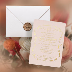 Invitation En Aluminium Élégant Formal Gold Blush Vintage Scrolls Mariage