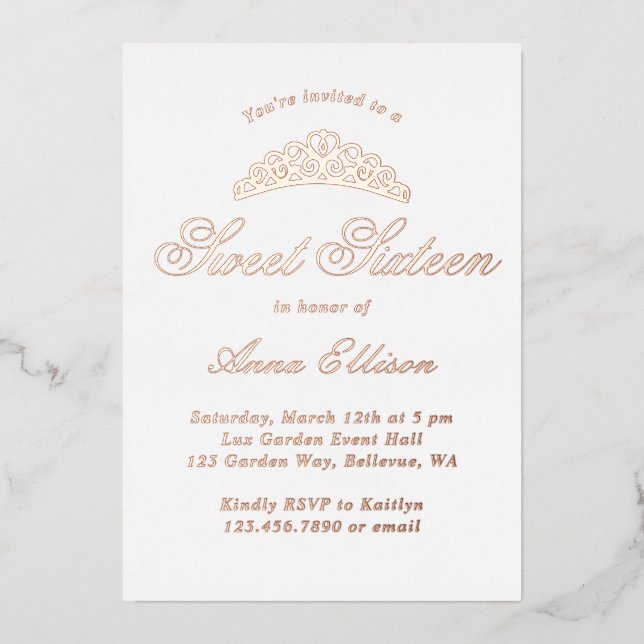 Invitation En Aluminium Élégant Formel Douze Ans (Recto)