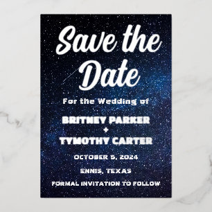 Invitation En Aluminium Élégant Galaxie Céleste QR Code Constellation