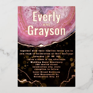 Invitation En Aluminium Elégant Géode Rose & Gold     WeddingFoil Invitati