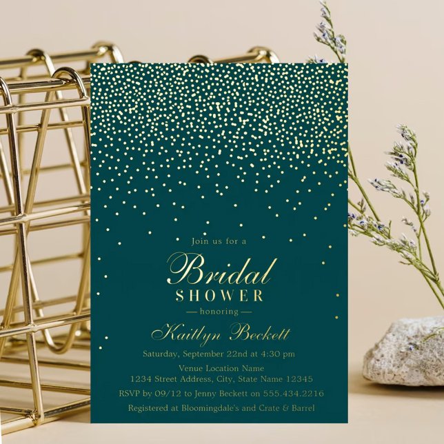 Invitation En Aluminium Élégant Glam Confetti Fête des mariées Real (Créateur téléchargé)