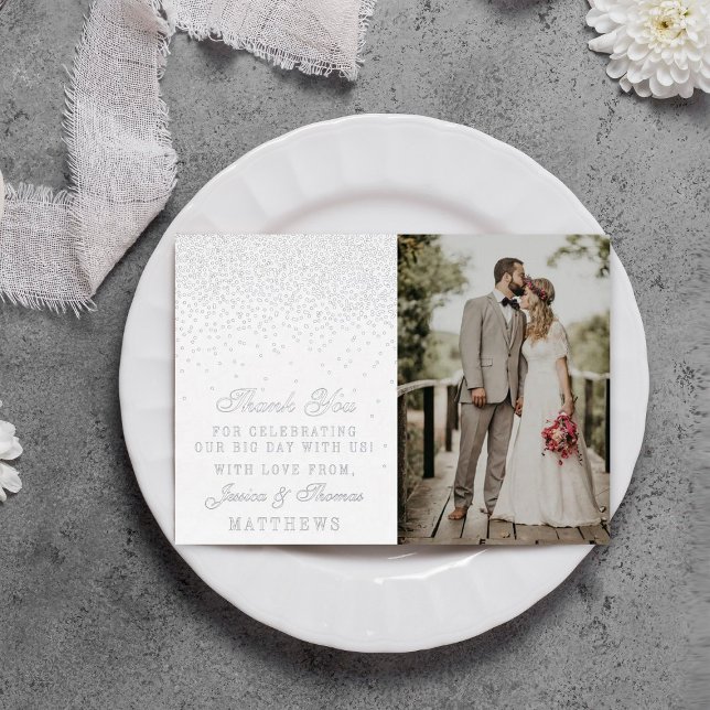 Invitation En Aluminium Elégant Glam Confetti Mariage Photo Merci Real (Créateur téléchargé)