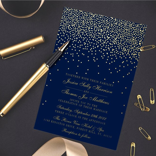 Invitation En Aluminium Élégant Glam Confetti Mariage Real (Créateur téléchargé)