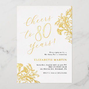 Invitation En Aluminium Elégant Gold 80e anniversaire