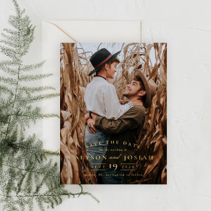 Invitation En Aluminium Elegant Gold Enregistrer la date