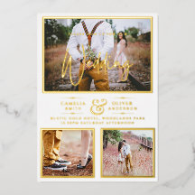 Elégant GOLD FOIL Photo Collage Mariage blanc