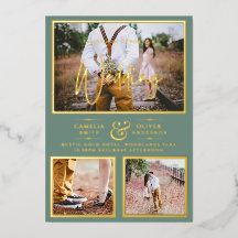Elégant GOLD FOIL Photo Collage Mariage Sage