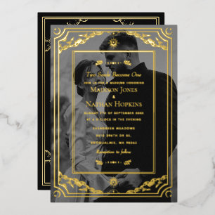 Invitation En Aluminium Elegant Gold Tarot Card Mariage Photo