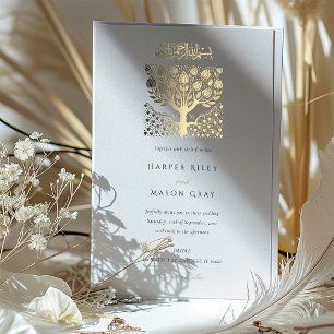 Invitation En Aluminium Élégant islamique Beige ivoire Mariage d'amour