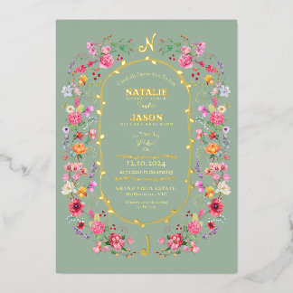 Invitation En Aluminium Élégant jardin de mariage printanier de prairie fl