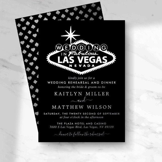 Invitation En Aluminium Elégant Las Vegas Destination Mariage Rehearsal (Créateur téléchargé)
