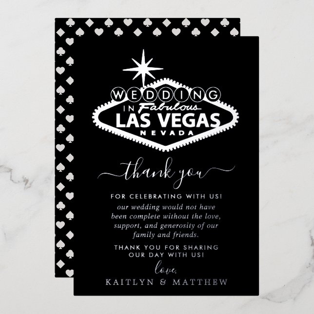 Invitation En Aluminium Elégant Las Vegas Destination Merci de mariage (Recto/Verso)
