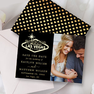 Invitation En Aluminium Elégant Las Vegas Photo Mariage Enregistrer La Dat