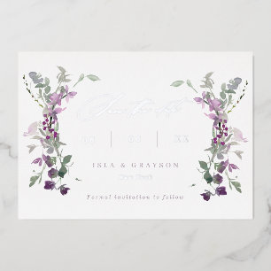 Invitation En Aluminium Elégant Lilac Fleurs sauvages Mariage Enregistrer 