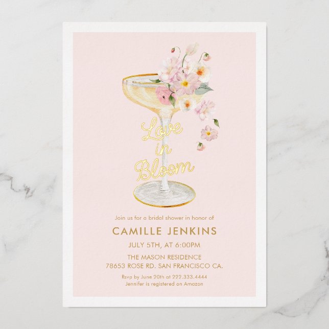 Invitation En Aluminium Elegant Love in Bloom Bridal Brunch (Devant)