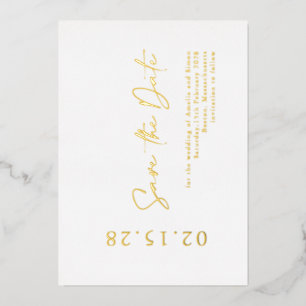Invitation En Aluminium Élégant Luxe Real Gold Foil Enregistrer la date Fo