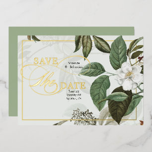 Invitation En Aluminium Elegant Magnolia Enregistrer la date