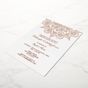 Invitation En Aluminium Elégant Mandala Mehndi Real Rose Gold