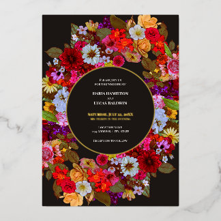 Invitation En Aluminium Elégant Mariage à agencement de fleurs mixtes