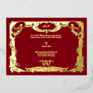 Invitation En Aluminium Élégant Mariage Bordure Florale Rose Baroque Rococ