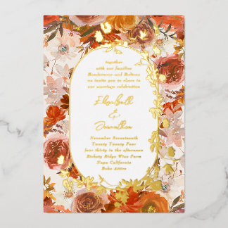 Invitation En Aluminium Elégant Mariage d'abondance de la couronne or