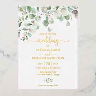 Invitation En Aluminium Elégant Mariage d'aquarelle Eucalyptus