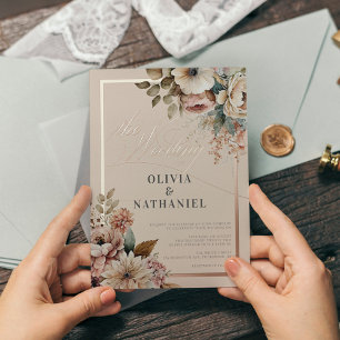 Invitation En Aluminium Elégant Mariage de automne floral aquarelle