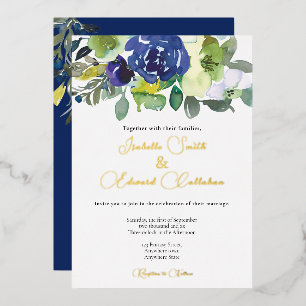 Invitation En Aluminium Elégant Mariage de bouquet floral de la marine