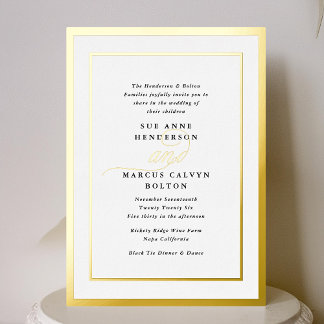 Invitation En Aluminium Élégant Mariage de cadre d'or de calligraphie form