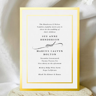 Invitation En Aluminium Élégant Mariage de cadre d'or de calligraphie form