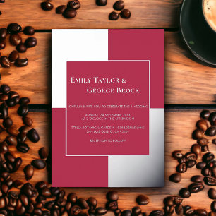 Invitation En Aluminium Élégant Mariage de cadre Magenta Script Argent De 